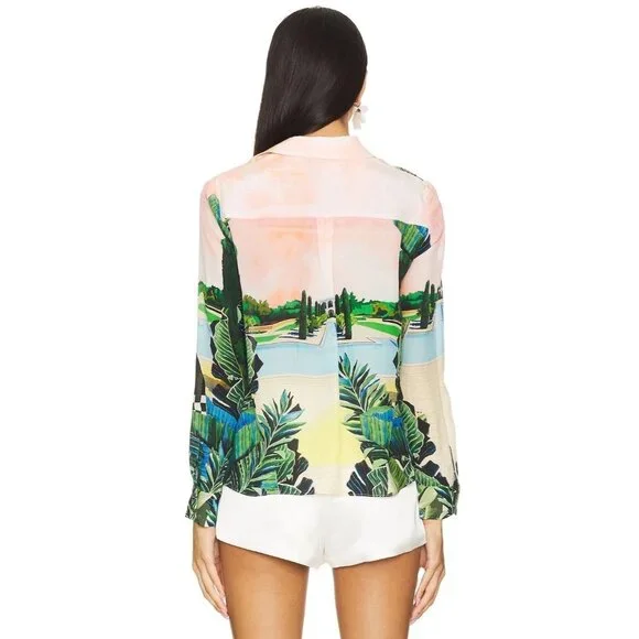 Alice + Olivia Willa Palm Beach Silk Blouse Medium NWT $350 - Picture 7 of 13
